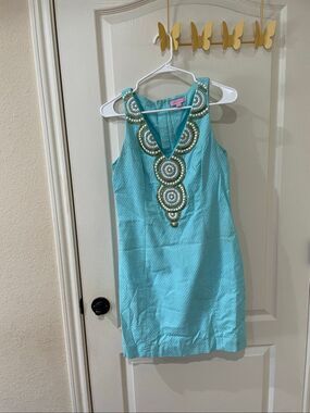 Lilly Pulitzer aqua blue Gabby shift dress size 4